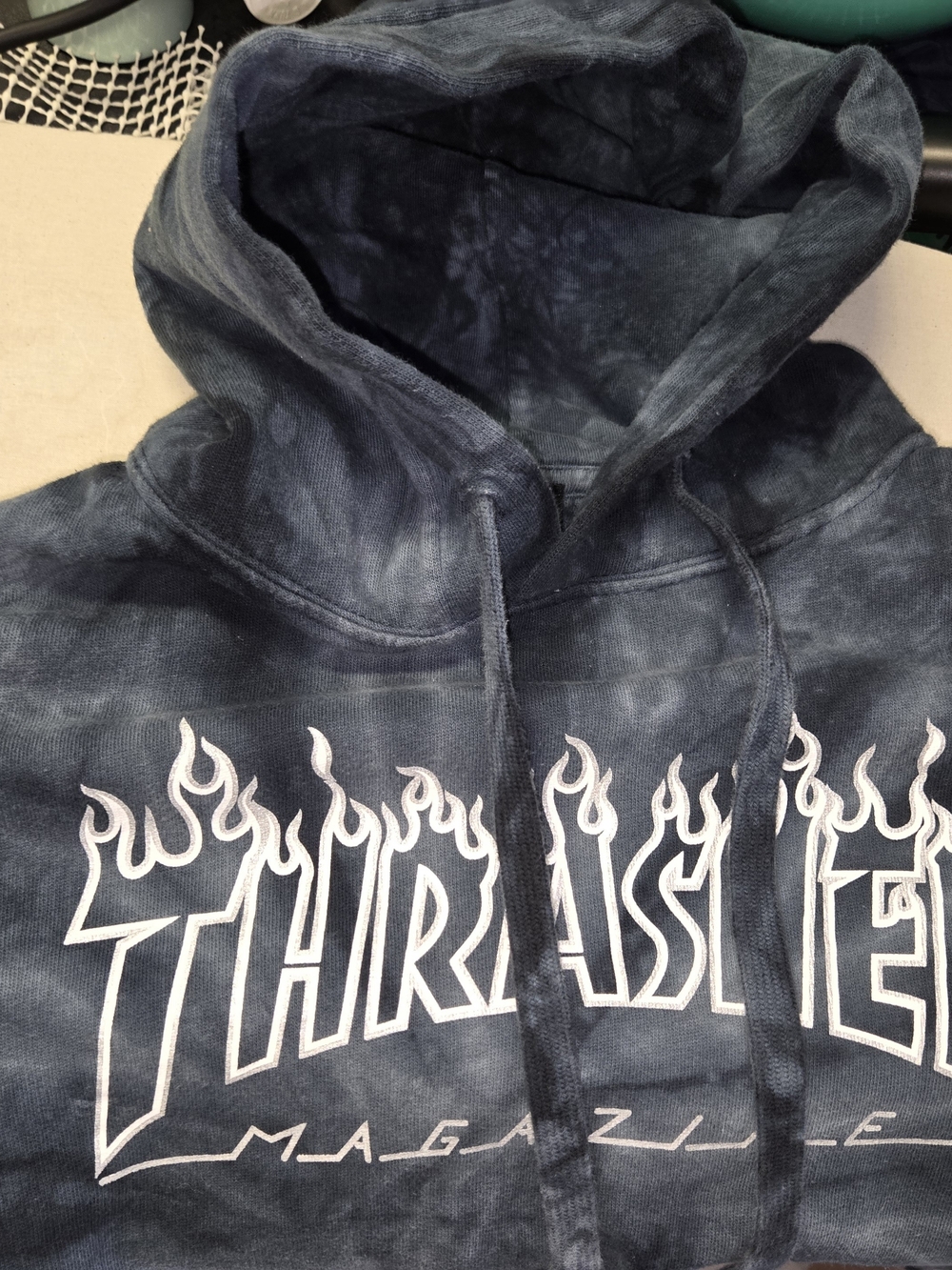 Thrasher Magazine Flame Logo Cropped Tie Dye Hoodie Size Small